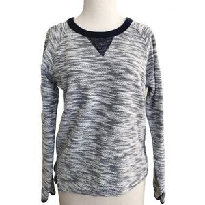 Athleta Pullover Sweatshirt Grey Blue Marled Knit Round Neck Long Sleeve Sz M